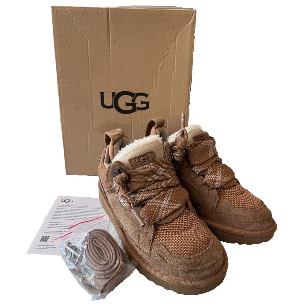 UGG Lowmel NEW Size 13 Chestnut Brown Suede Textile Sneaker Kids In Box Unisex